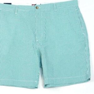 Chaps Teal Checkered Flat Front Shorts